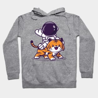 Astronaut With Cute Tiger Cartoon Hoodie